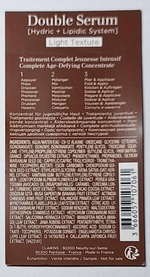 Clarins Double Serum Light Texture intensywne serum do twarzy 1ml Clarins Double Serum Light Texture intensywne serum do twarzy 1ml