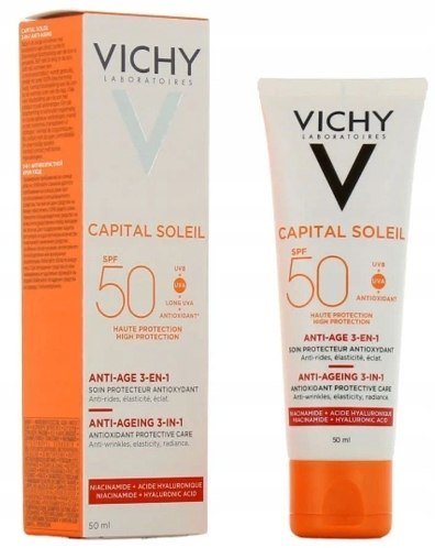 Vichy Capital Soleil Anti-Ageing 3w1 SPF50 krem do opalania 50ml oryginał