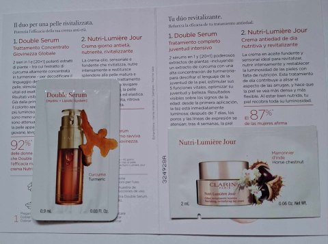 Clarins Double Serum 0,9ml + Nutri Lumiere Jour 2ml zestaw próbek 60+ Clarins Double Serum 0,9ml + Nutri Lumiere Jour 2ml zestaw próbek 60+