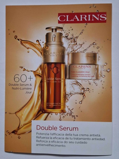 Clarins Double Serum 0,9ml + Nutri Lumiere Jour 2ml zestaw próbek 60+ Clarins Double Serum 0,9ml + Nutri Lumiere Jour 2ml zestaw próbek 60+