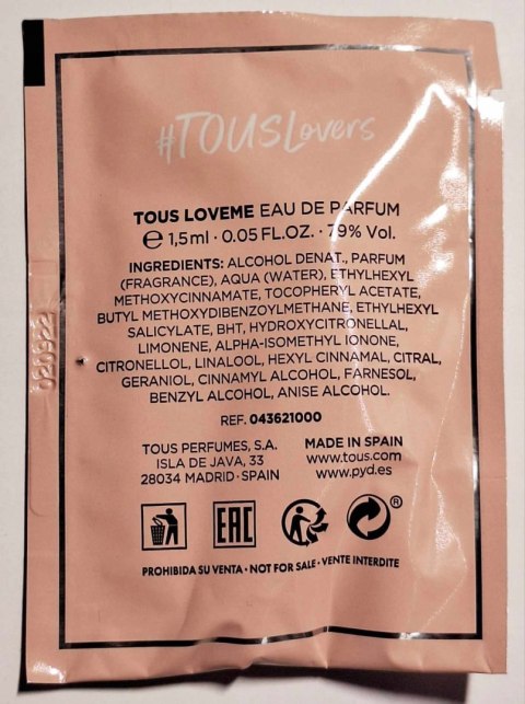Próbka Tous LoveMe EDP W 1,5ml Próbka Tous LoveMe EDP W 1,5ml