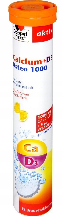 Doppelherz Calcium+D3 Osteo 1.000 tabletki musujące 15szt cytryna